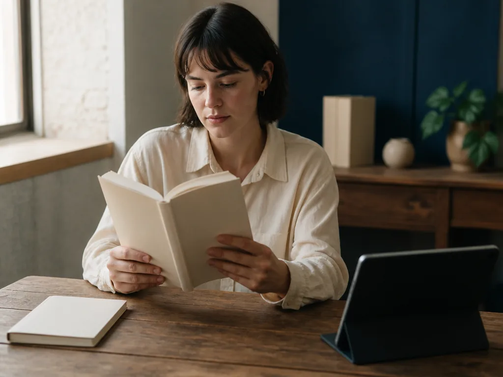 Une main ouvre un livre, une silhouette démoniaque se dessine dans les pages